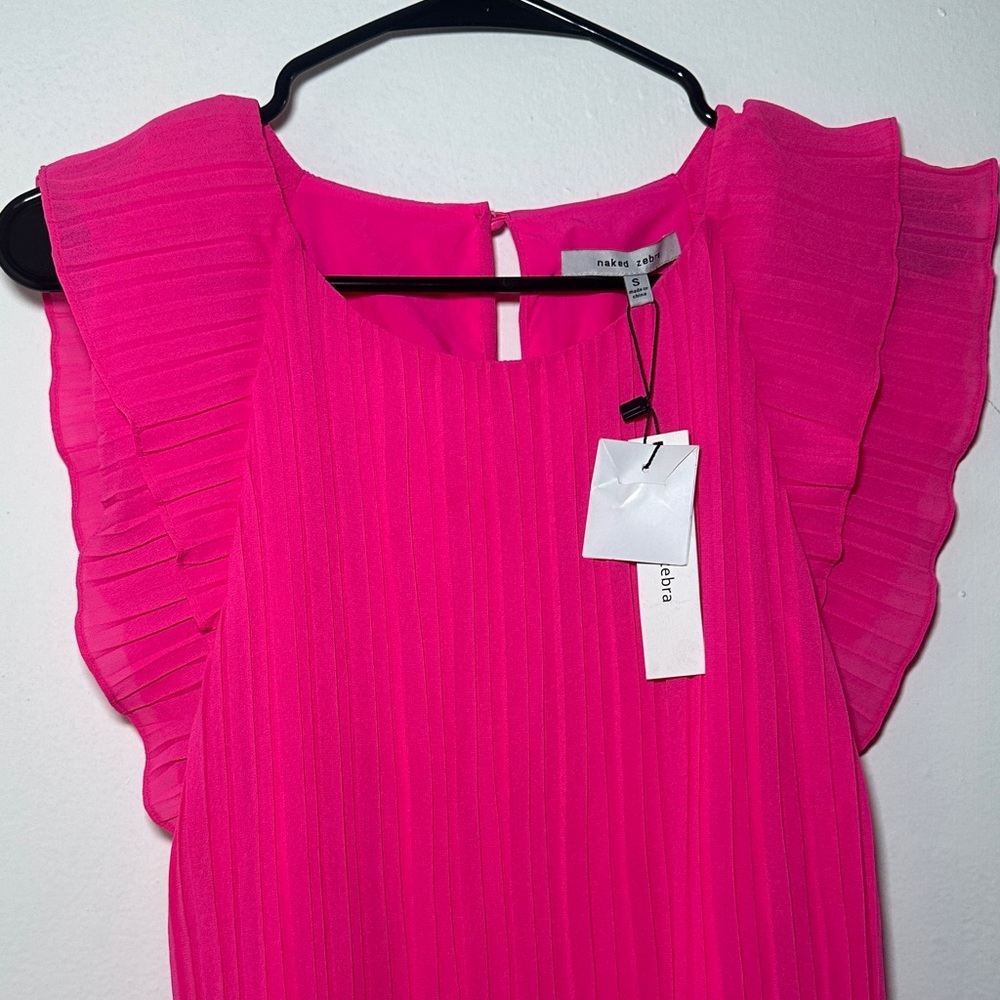 NAK Fuchsia Ruffle Sleeve Dress - Picture 2 of 5